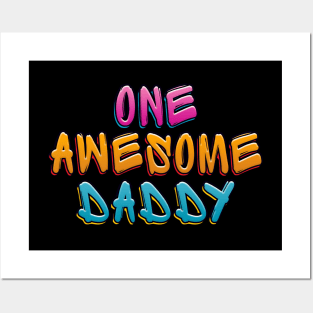 Colorful Graffiti One Awesome Dad Father's Day Typography Posters and Art